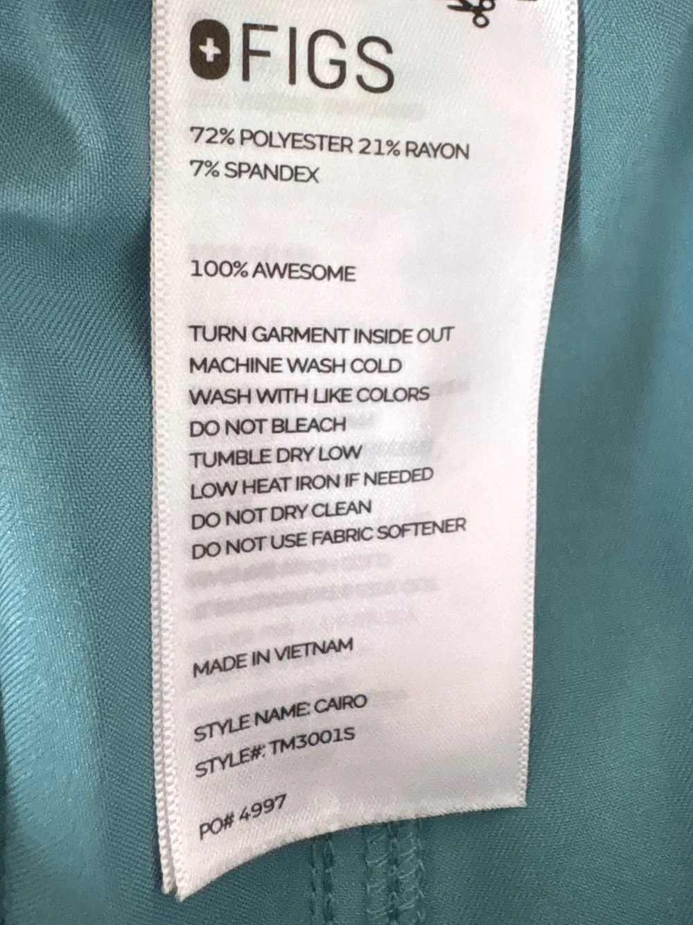 FIGS Men’s Cairo Cargo Scrub Pants Medium Short Teal Green 27” Inseam